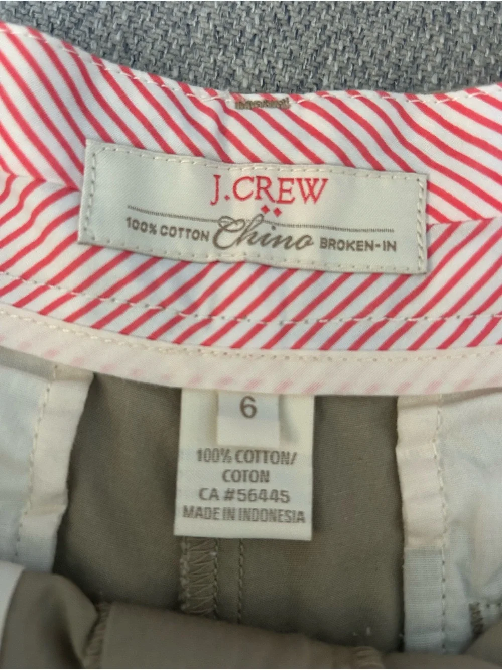 J. Crew khaki Broken-In 100% Cotton Chino Shorts Size 6 Women’s